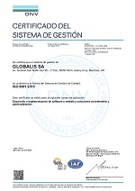 ISO 9001:2015 Standard Globalis Certificate